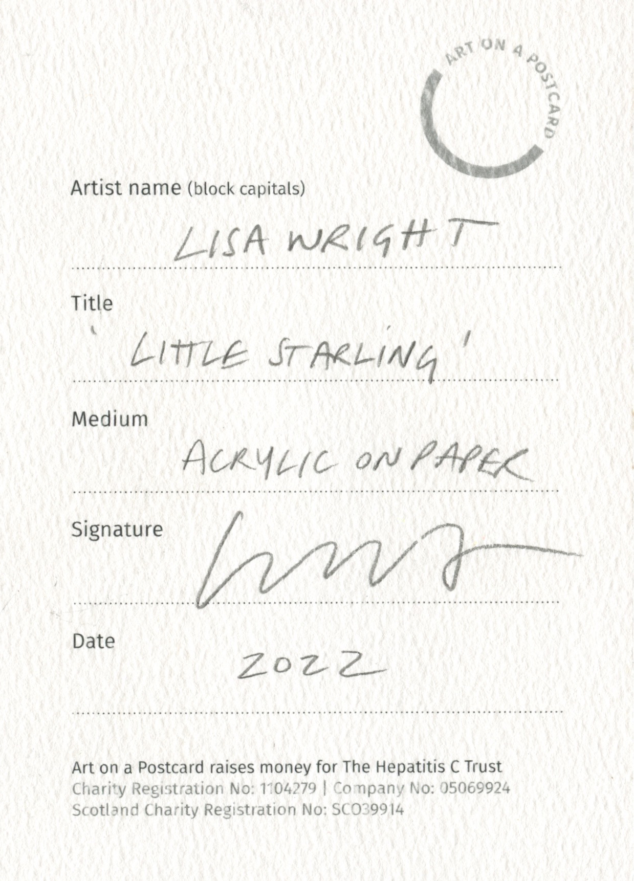 48. Lisa Wright - Little Starling - BACK
