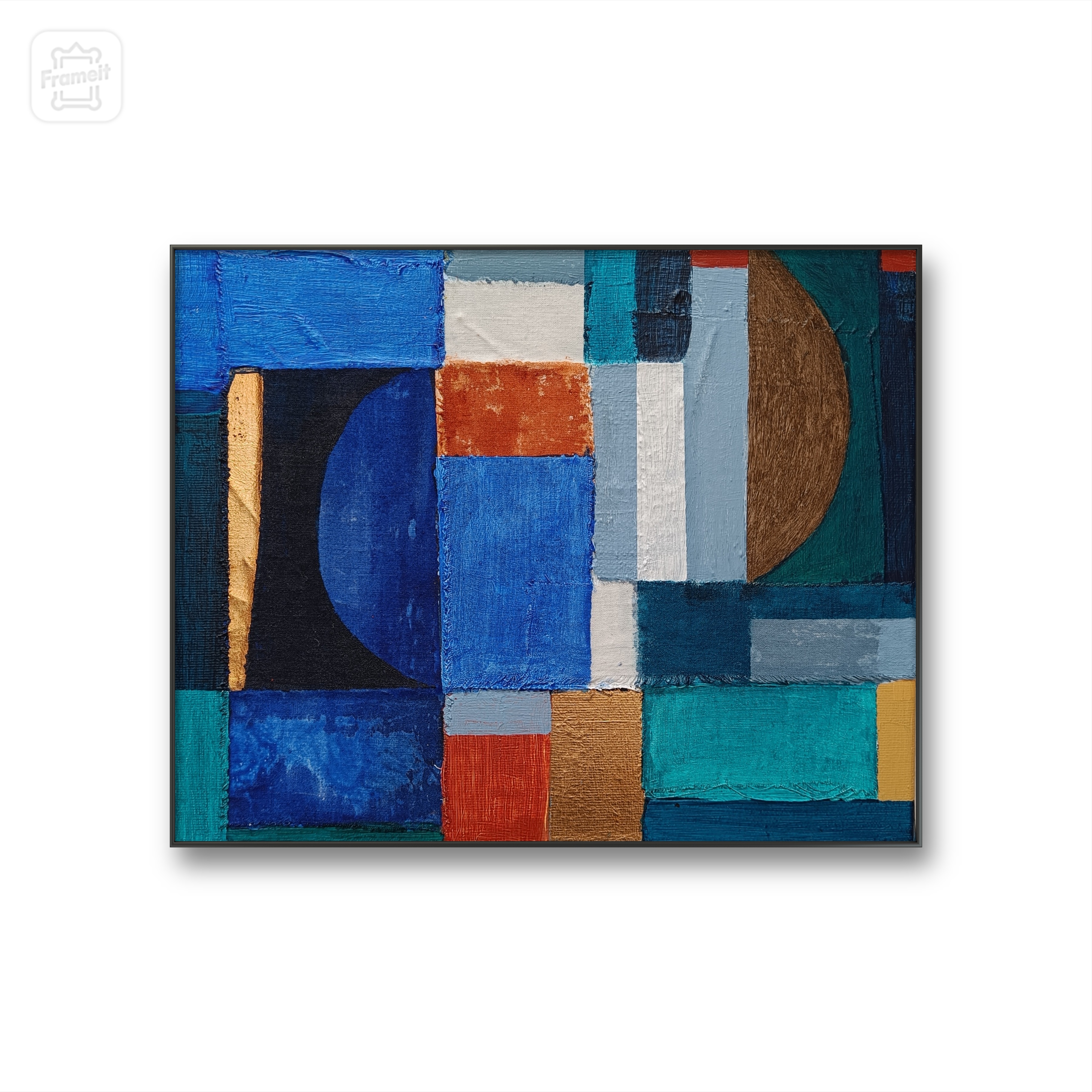 "Blue Moon", 28x35cm, painting on canvas, example of framing