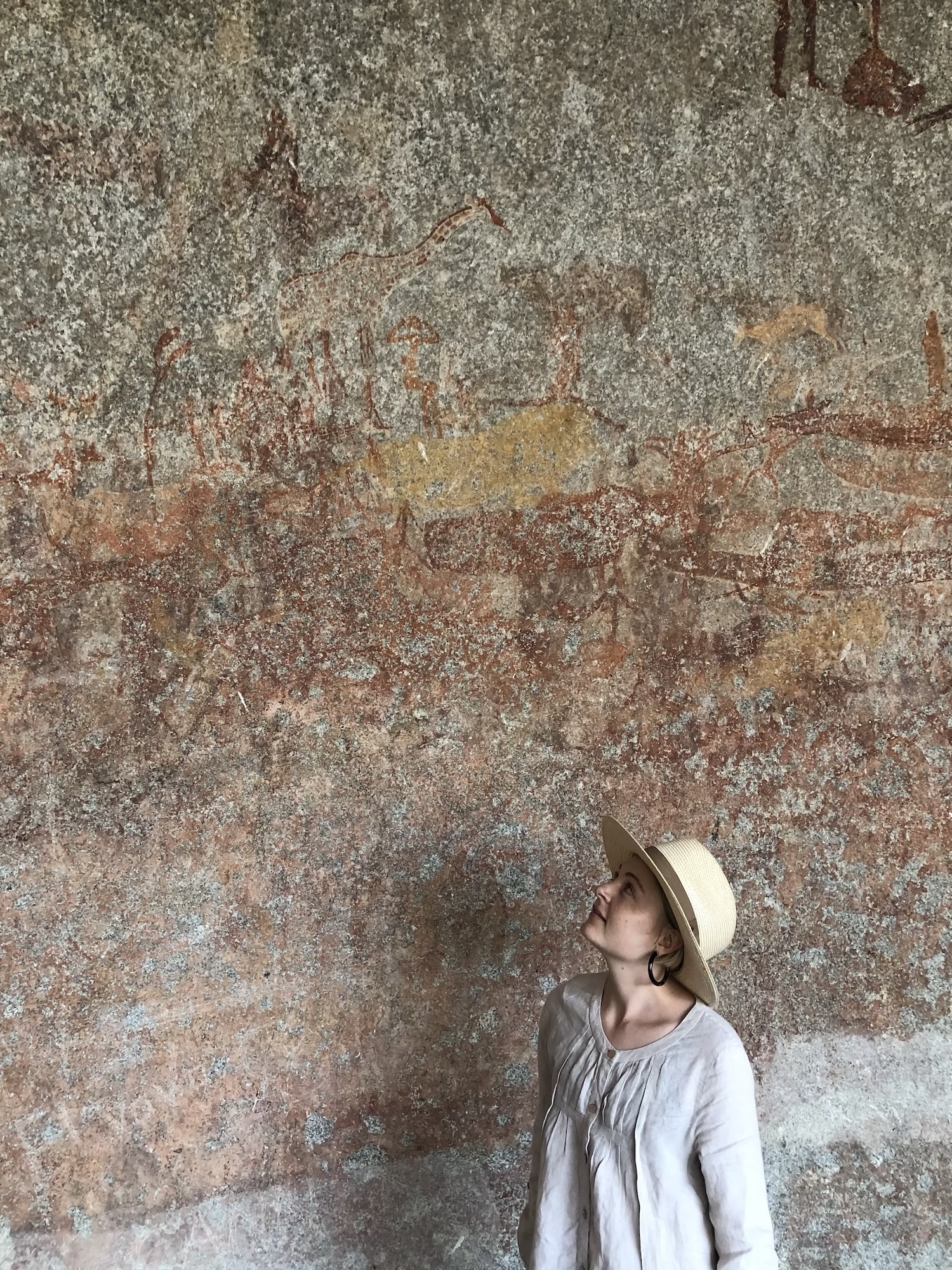 Whitney Jade Halstead in Zimbabwe visiting some ancient rock art, 2021