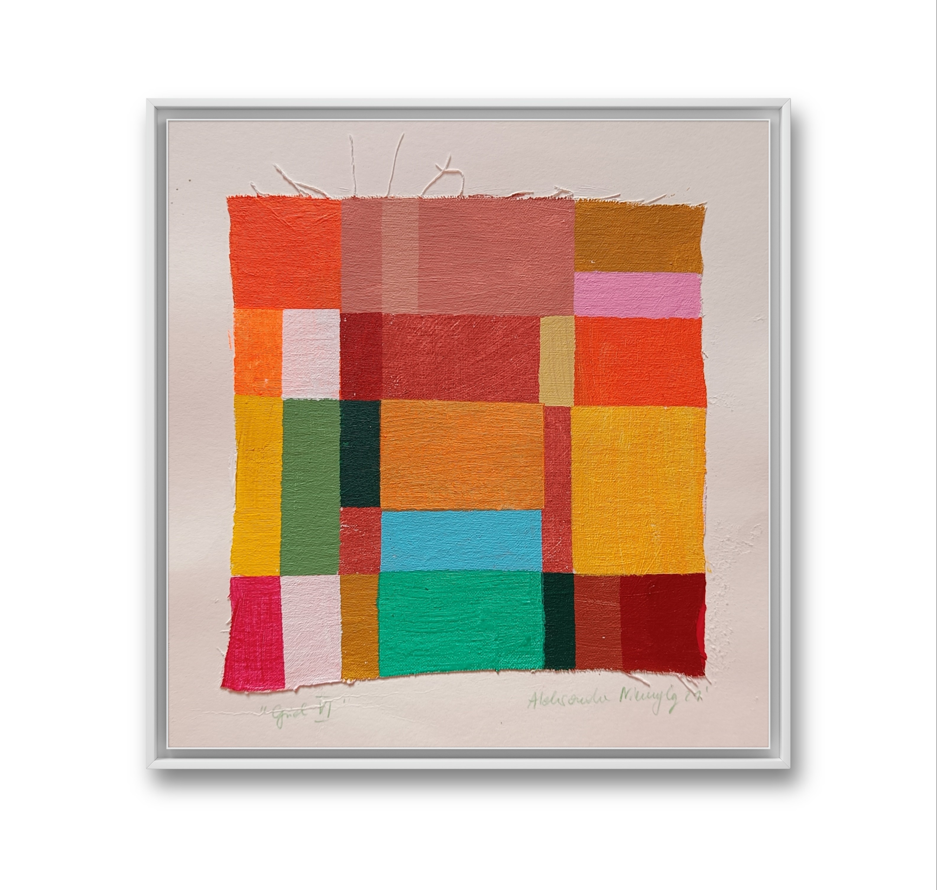 Color geometric,20x20cm, painting on paper, framing example