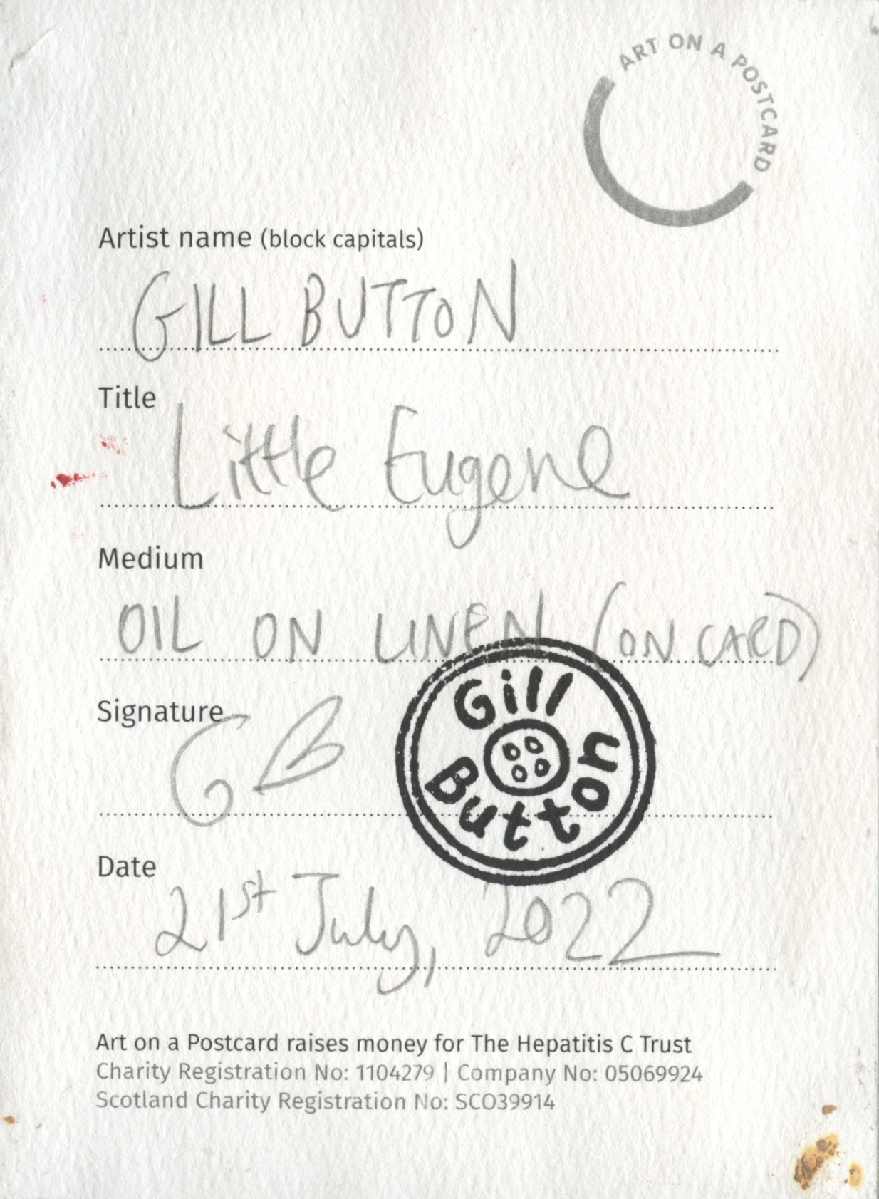 44. Gill Button - Little Eugene - BACK