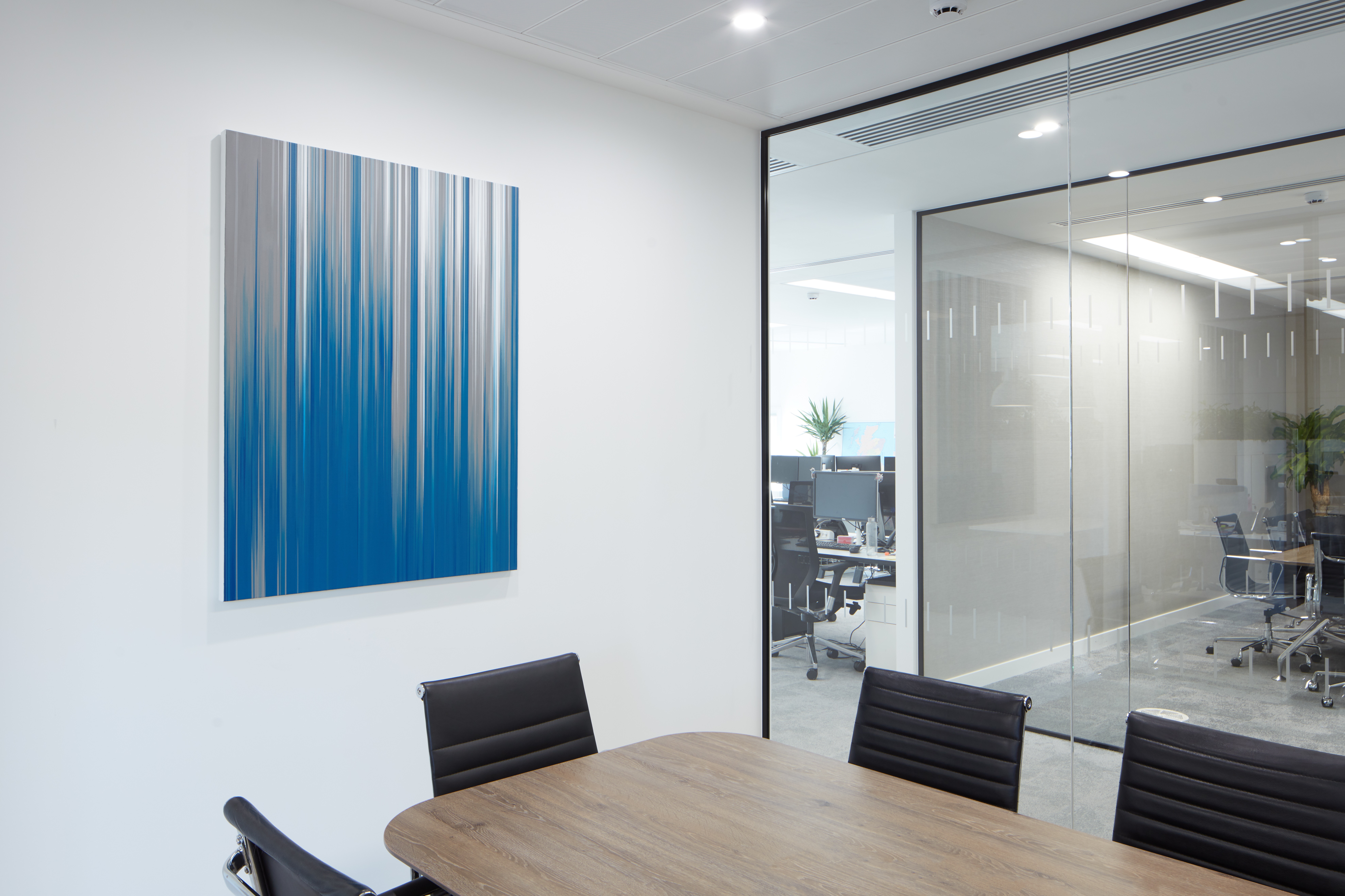 A side view of Indigo Mood, on display in a corporate space in London