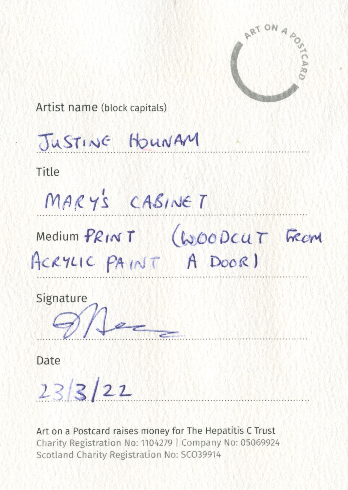 70. Justine Hounam - Mary's Cabinet (4) - BACK