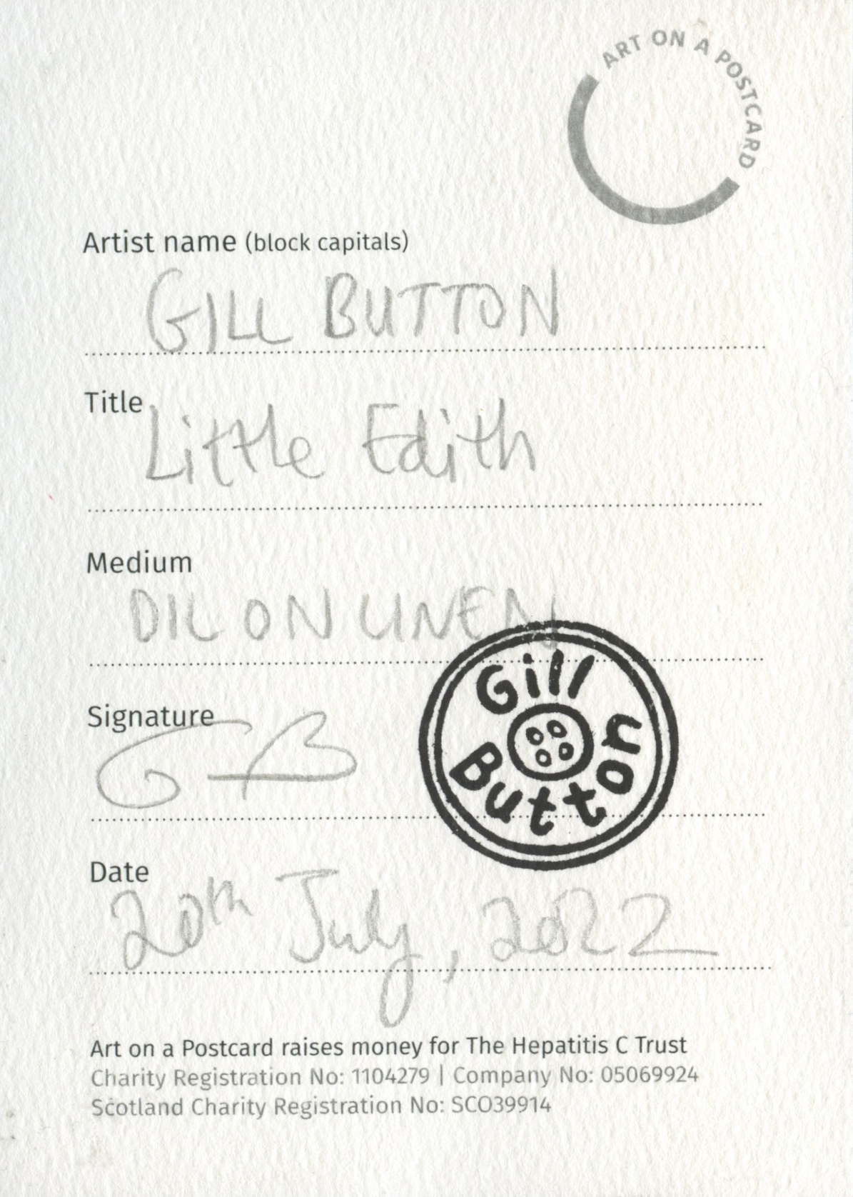 43. Gill Button - Little Edith - BACK