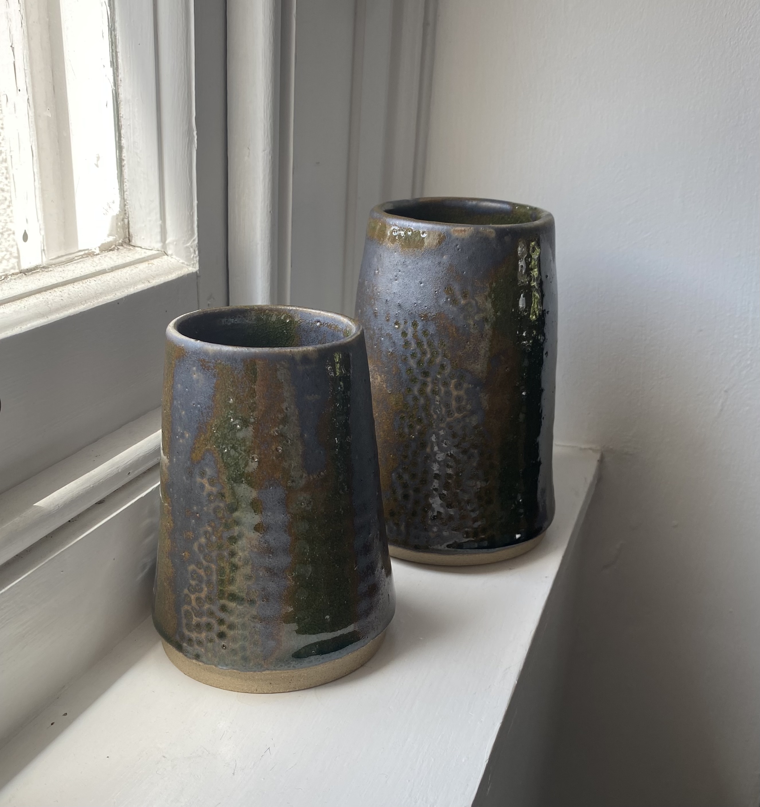 Two Earth Vanadinite Dappled Vases