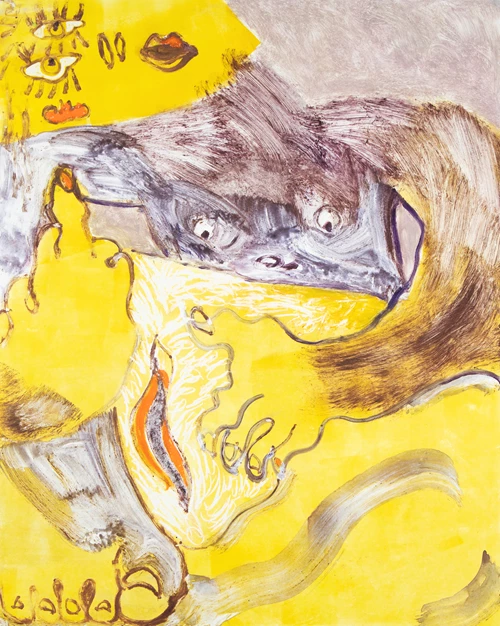 Frances Stanfield, Messing With Picasso (Yellow), monotype, 2019