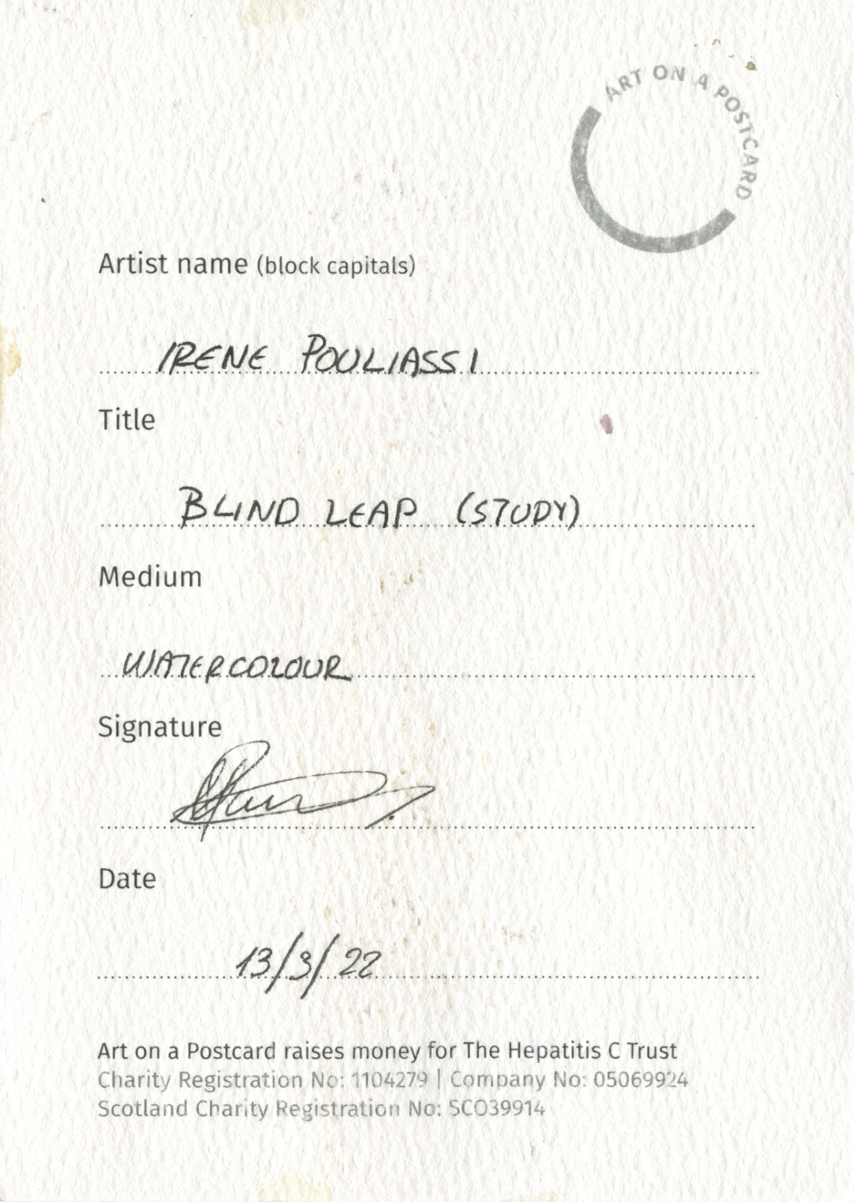 86. Irene Pouliassi - Blind Leap (Study) - BACK