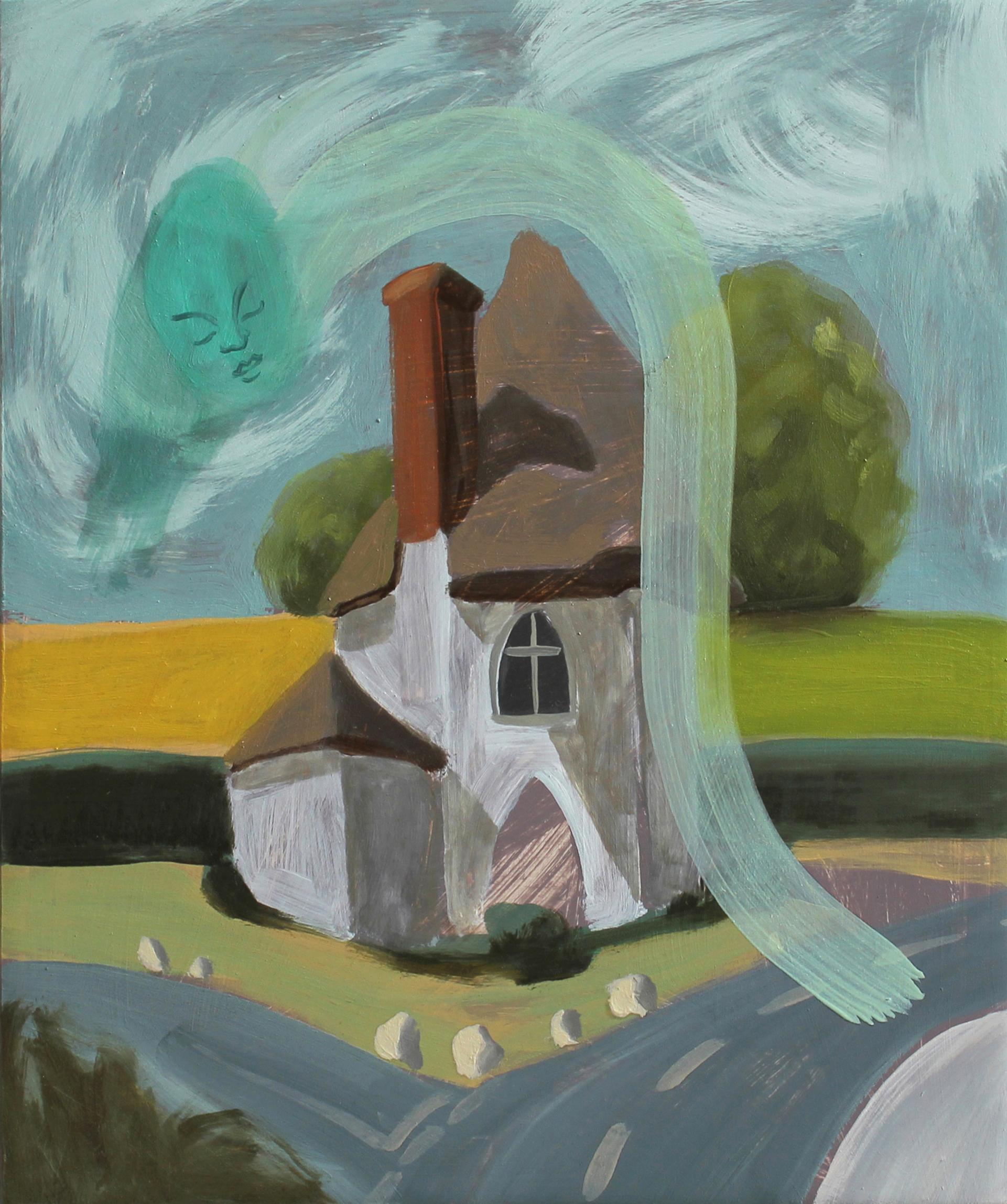 'Cottage 15', 30x25cm, oil and acrylic on linen on limewood, 2021