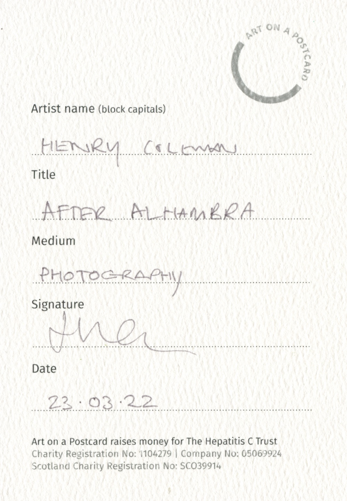 55. Henry Coleman - After, Alhambra - DETAIL