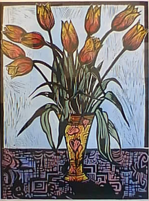 Anita Laurence, Vase of Red Tulips