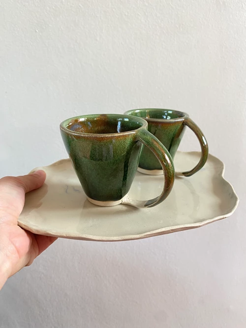 Set of 2 espresso cups (platter not include; available to purchase separately by request) 
