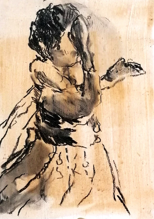 Liorah Tchiprout, 'Wind' 2021, Charcoal and oil on card, 21 x 14.5 cm
