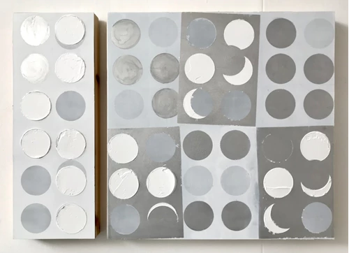 Untitled (white and aluminium circles)