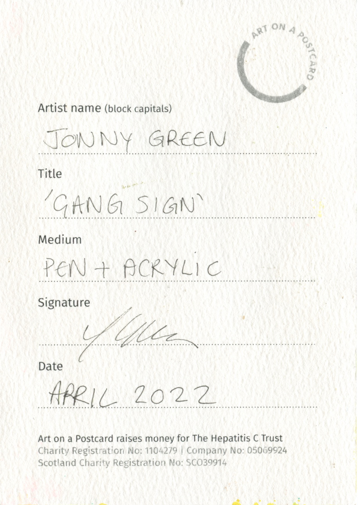 100. Jonny Green - Gang Sign - BACK