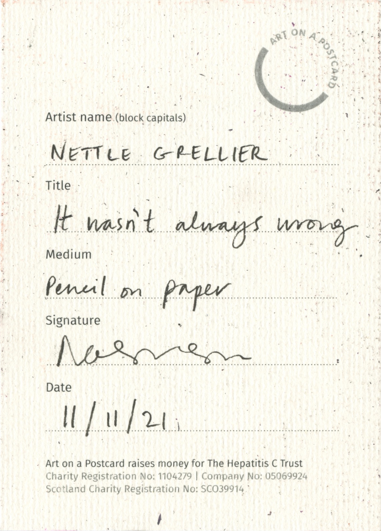 8. Nettle Grellier - It Wasn't Always Wrong - BACK
