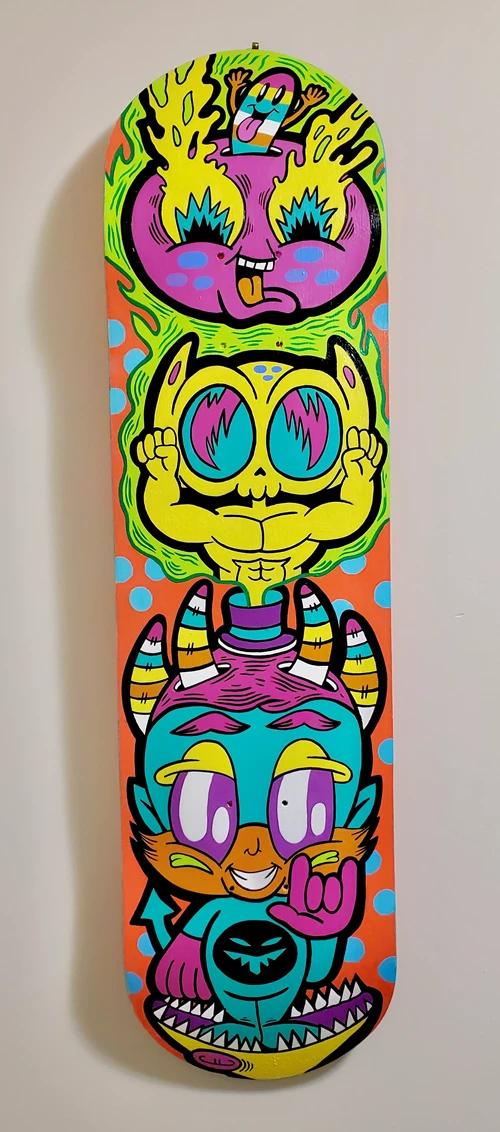 " Demon Time " acrylic on skateboard