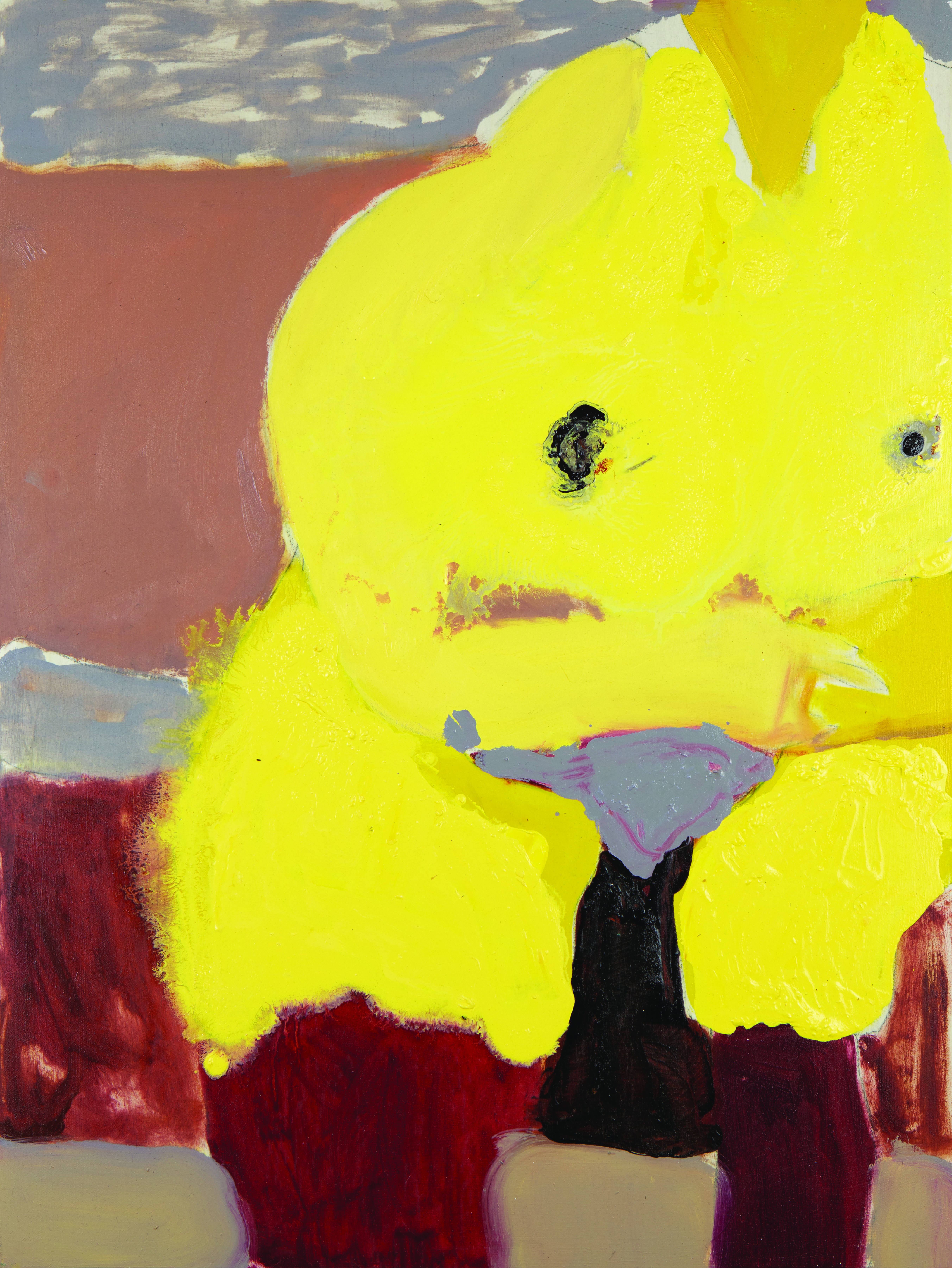 Frances Stanfield, Bikini Yellow, Oil and pencil on wooden panel, 2022