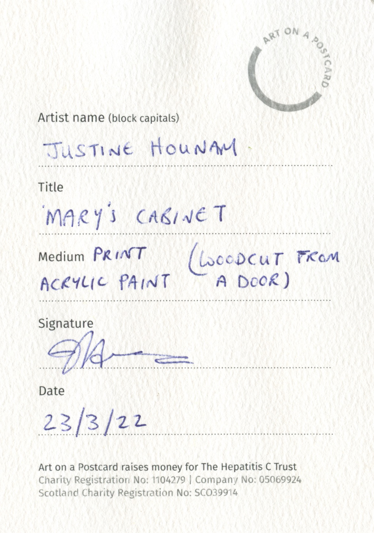 69. Justine Hounam - Mary's Cabinet (3) - BACK