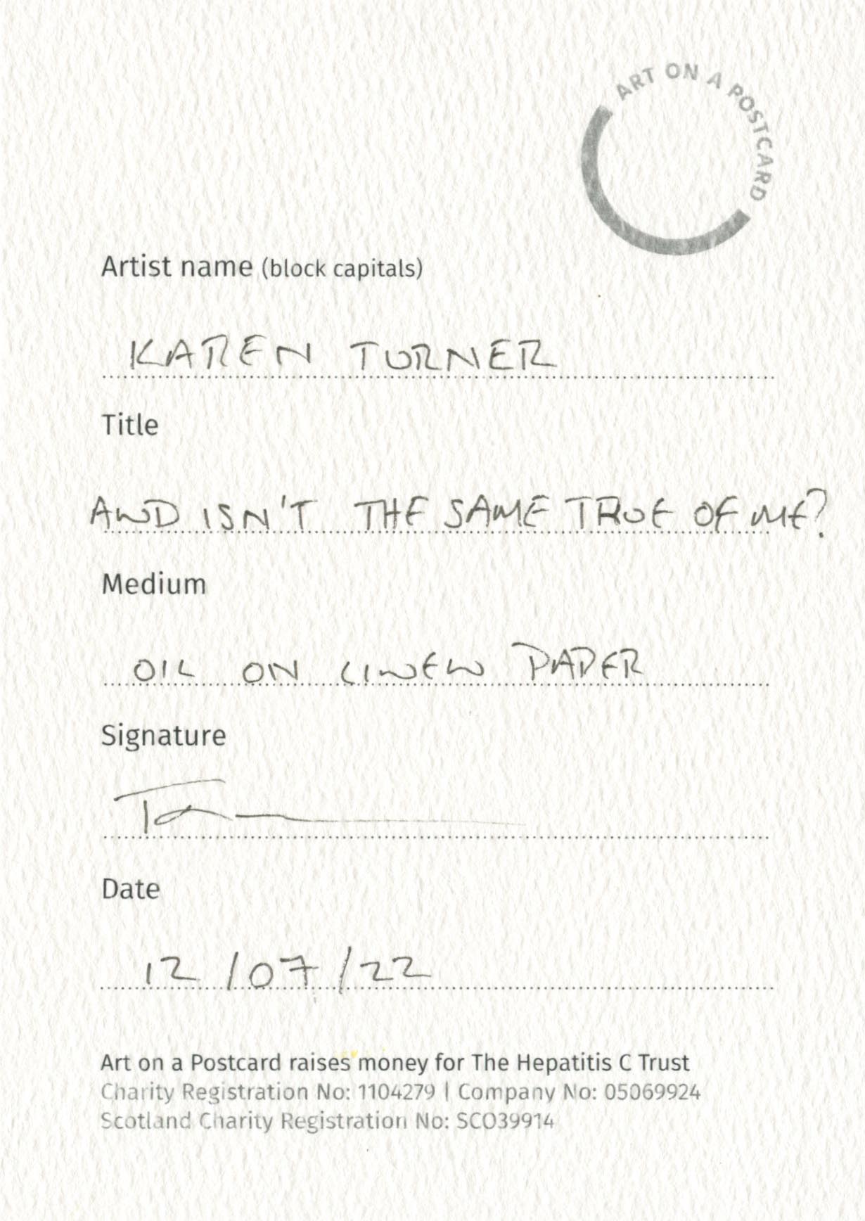 37. Karen Turner - And Isn't The Same True of Me? - BACK