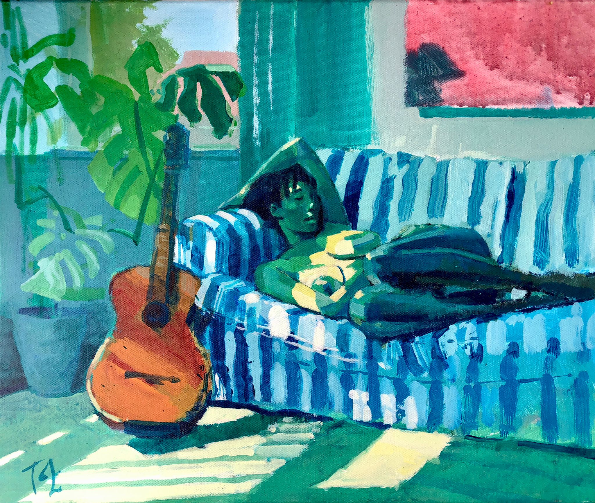 toby Mulligan, Guitar Lesson, 40cm x 50cm