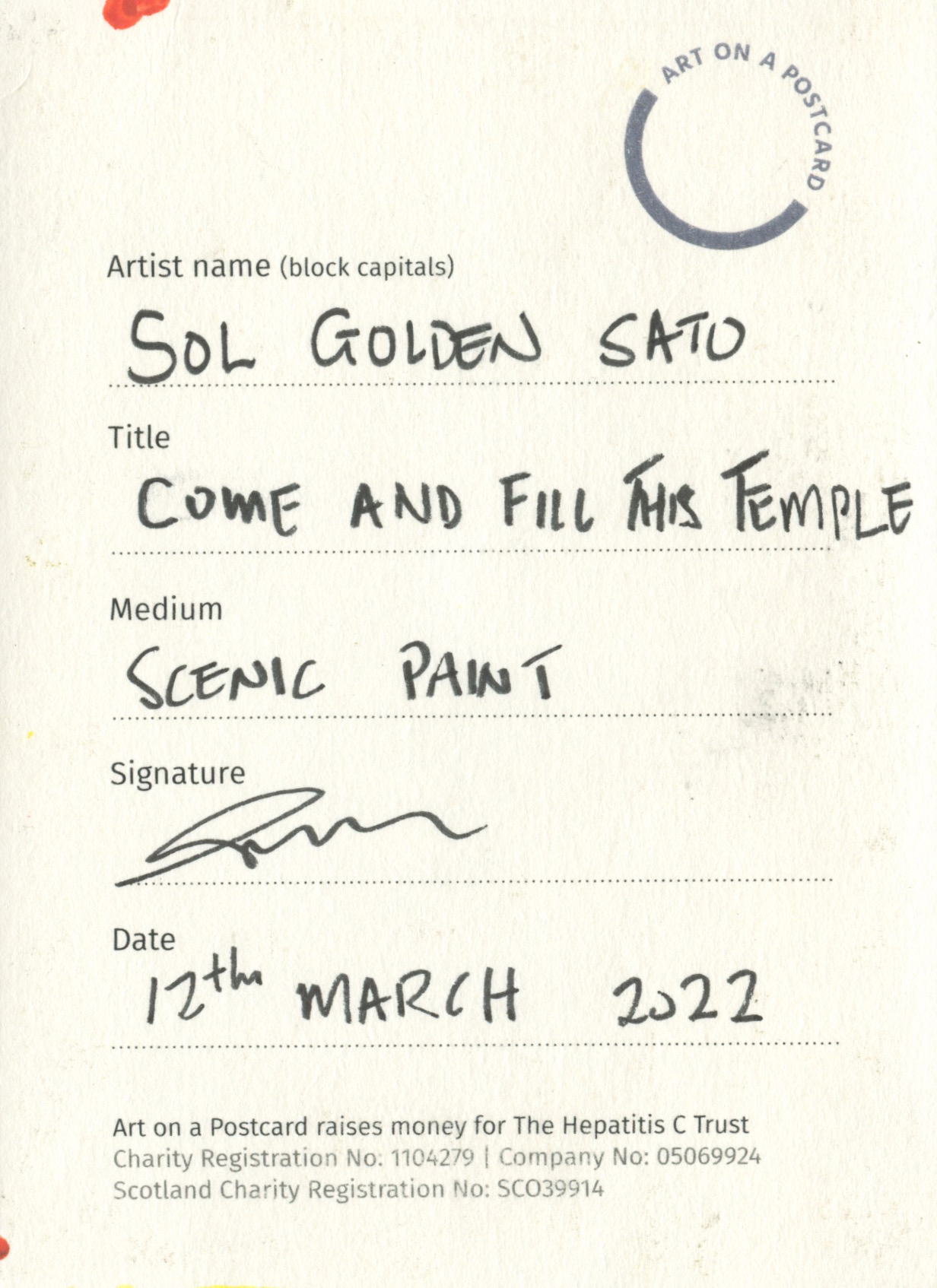 2. Sol Golden Sato - Come and Fill This Temple - BACK