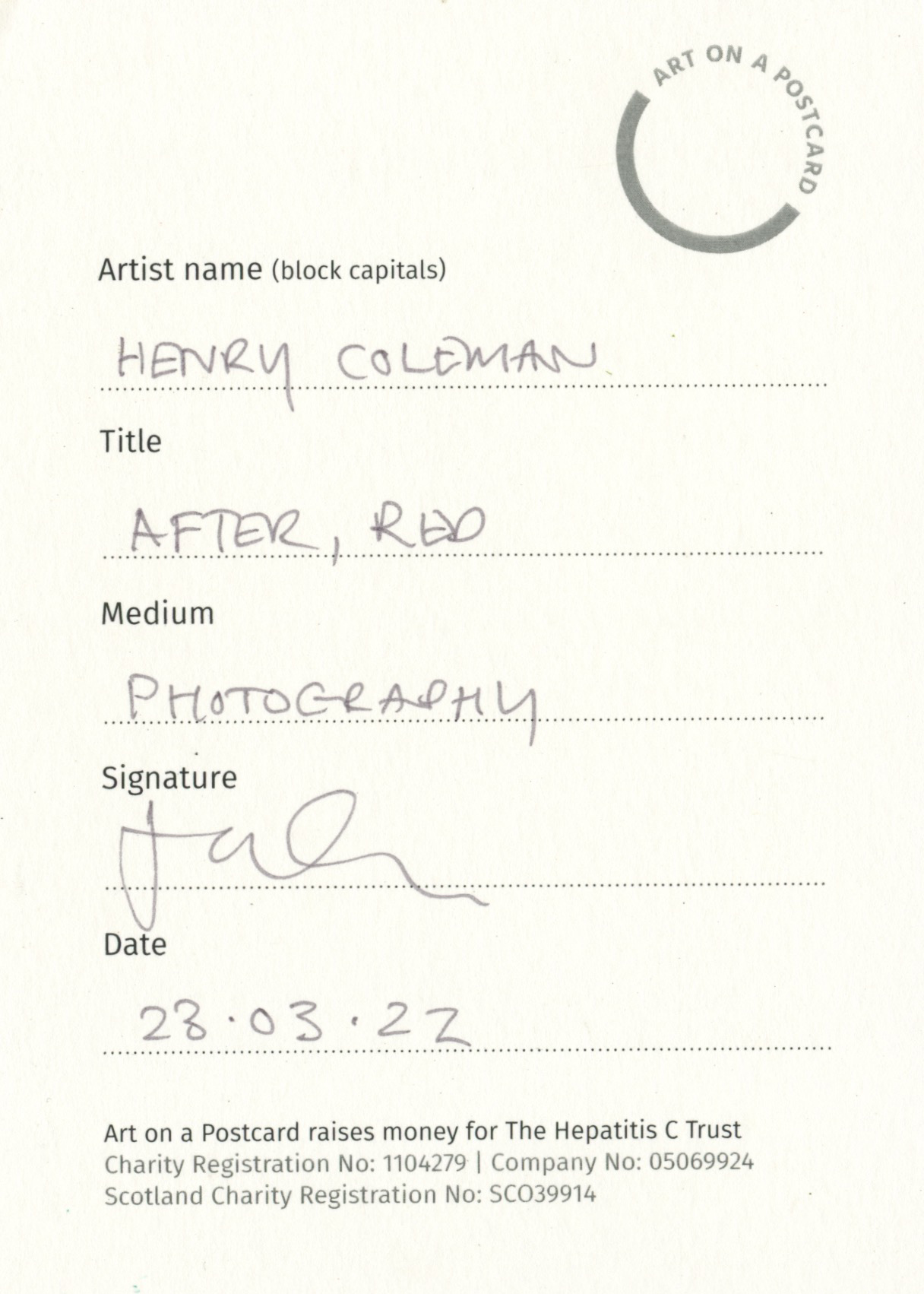53. Henry Coleman - After, Red - BACK