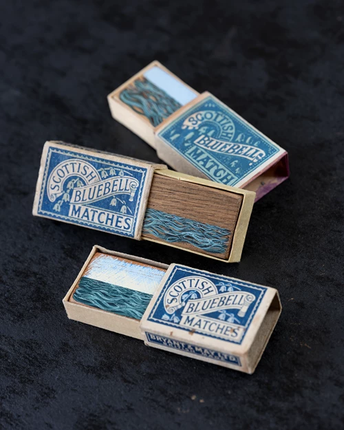 Three Scottish Bluebell Matchbox Seascapes