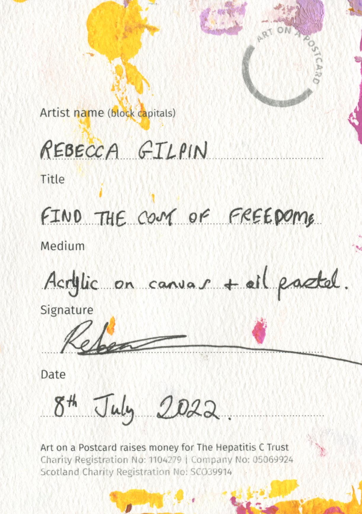 10. Rebecca Gilpin - Find The Cost of Freedom - BACK