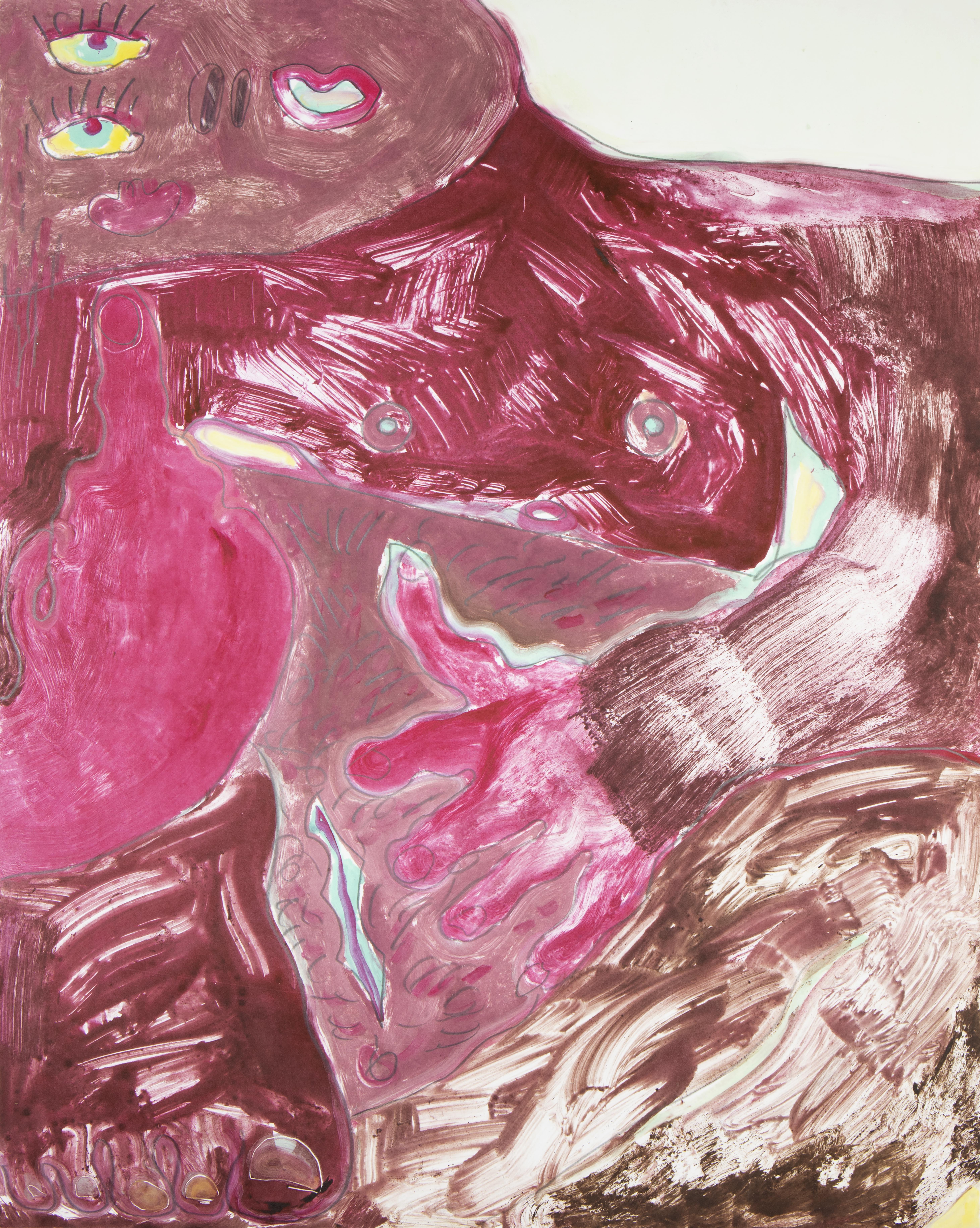 Frances Stanfield, Messing With Picasso (Pink), monotype, 2019