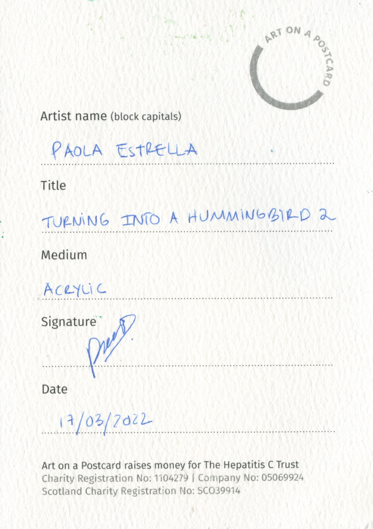 97. Paola Estrella - Turning Into A Hummingbird 2- BACK