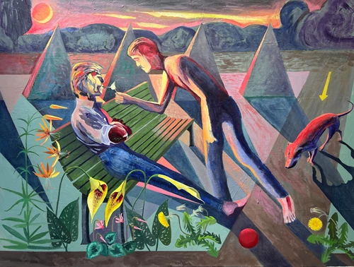 Two Figures in a Garden, 2021, by James Dearlove