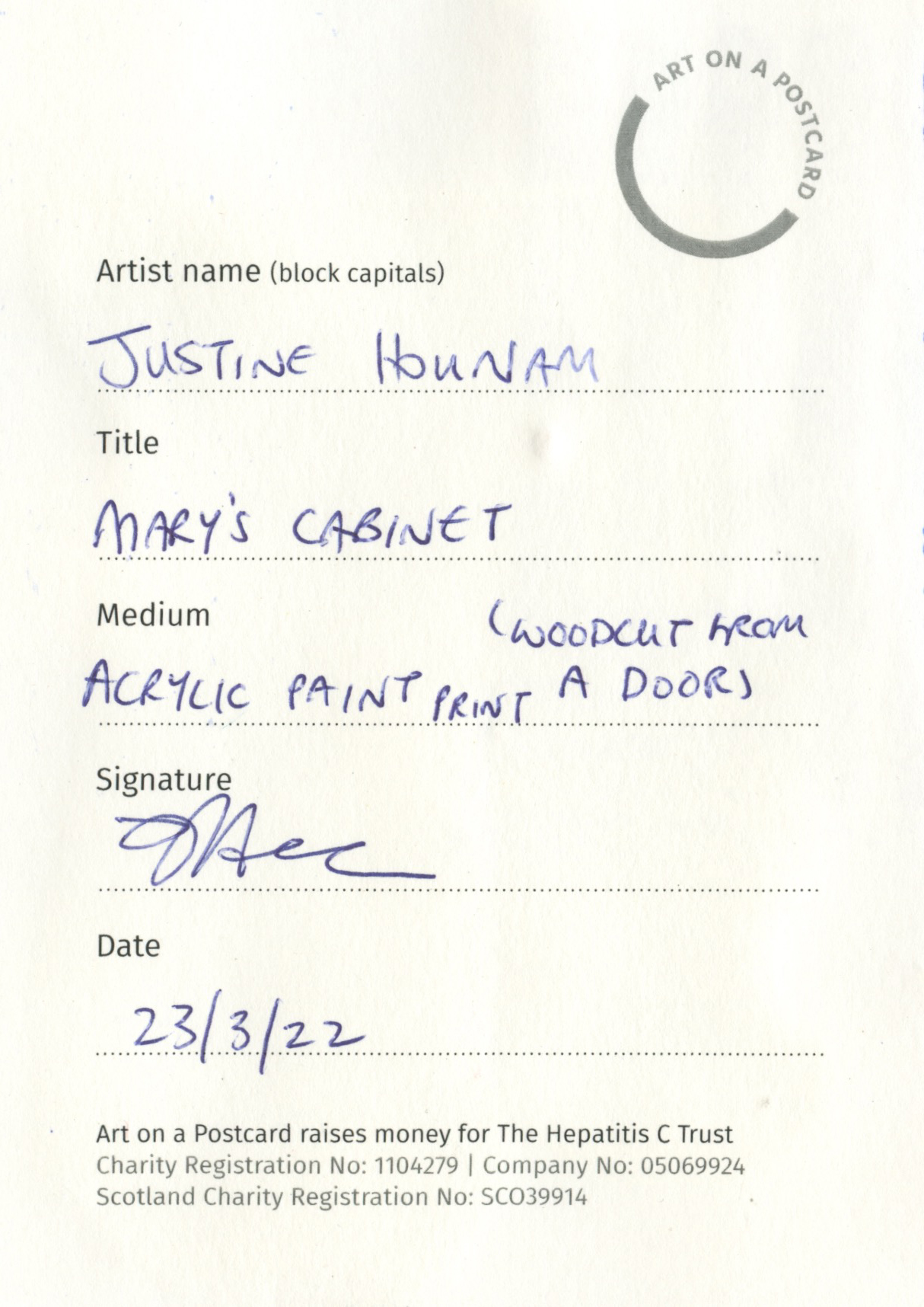 67. Justine Hounam - Mary's Cabinet (1) - BACK