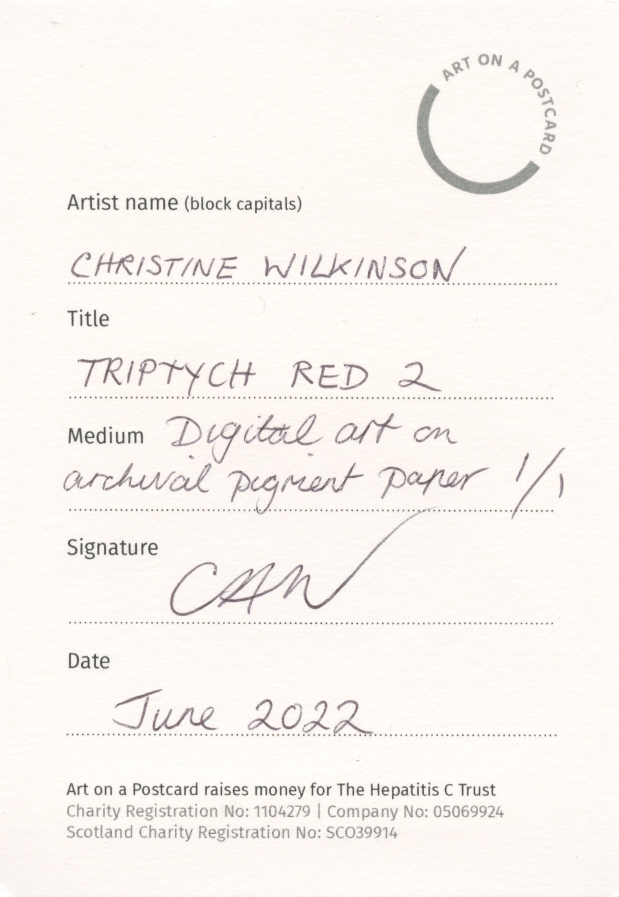 33. Christine Wilkinson - Triptych Red 2 - BACK
