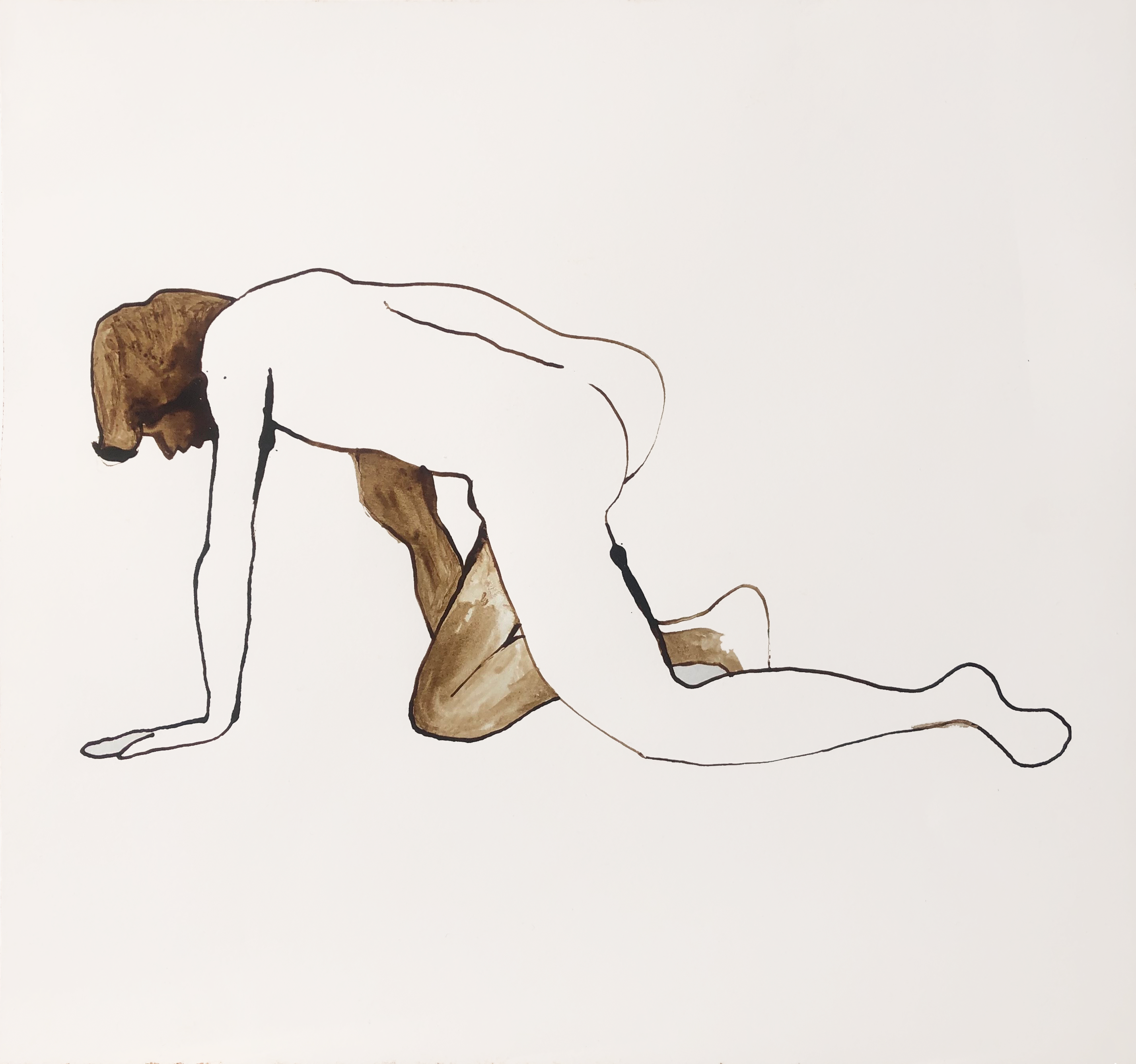 Tommy Camerno, Ex Centaur, 2022, Sepia ink on paper, 29.5 x 22.2 cm