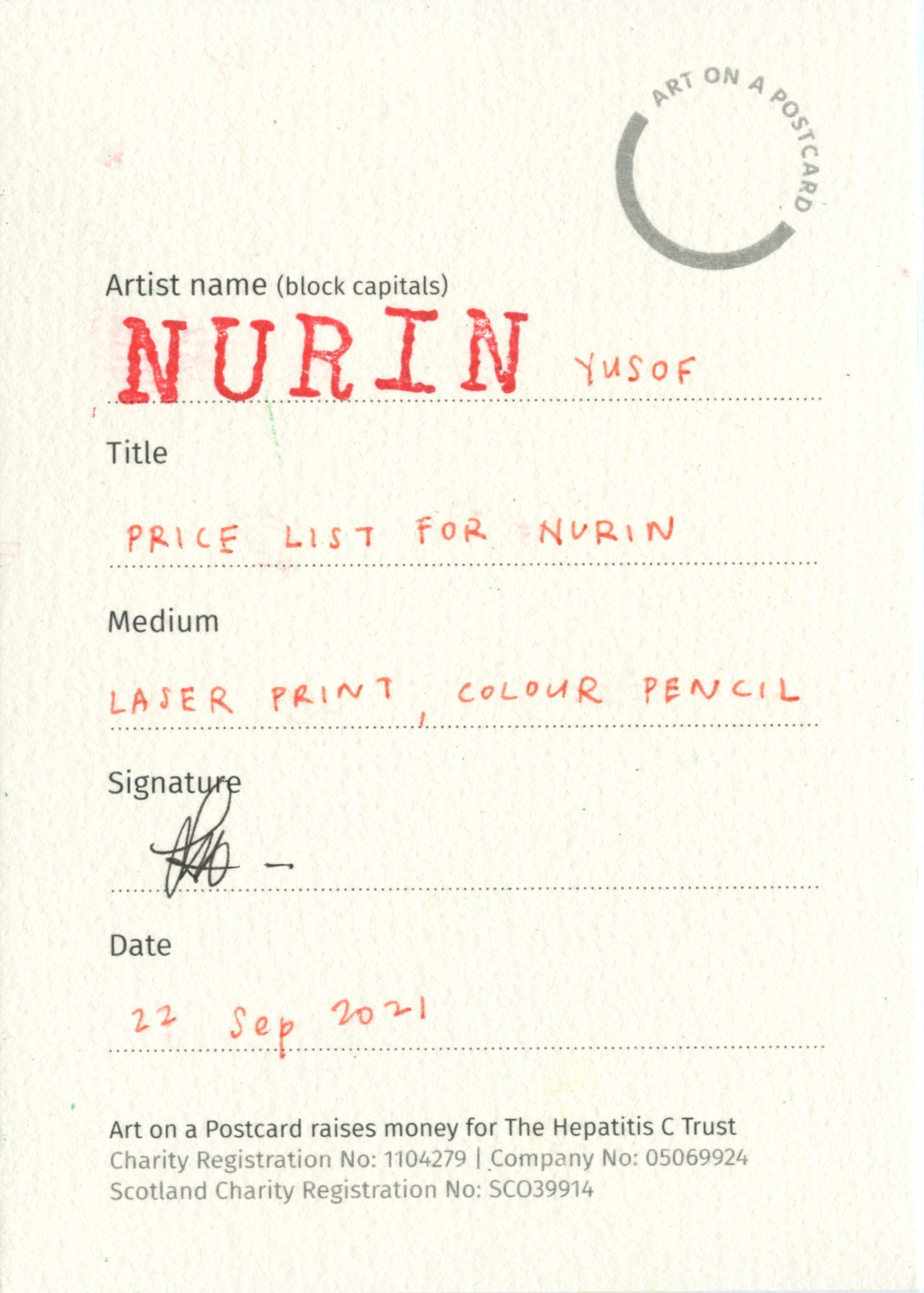 PRICE LIST FOR NURIN - back