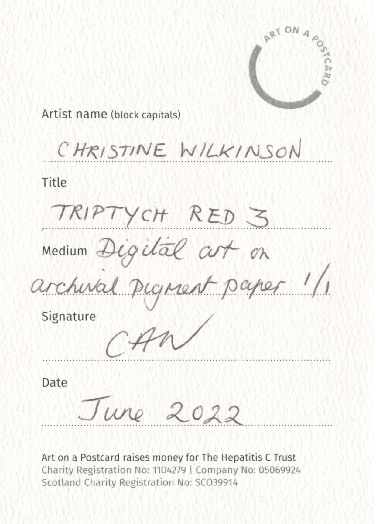 34. Christine Wilkinson - Triptych Red 3 - BACK