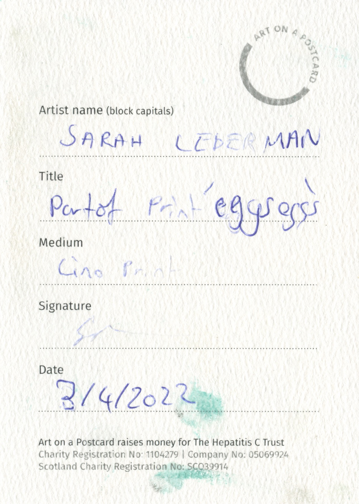 18. Sarah Lederman - Part of Print 'eggs eggs' (3) - BACK