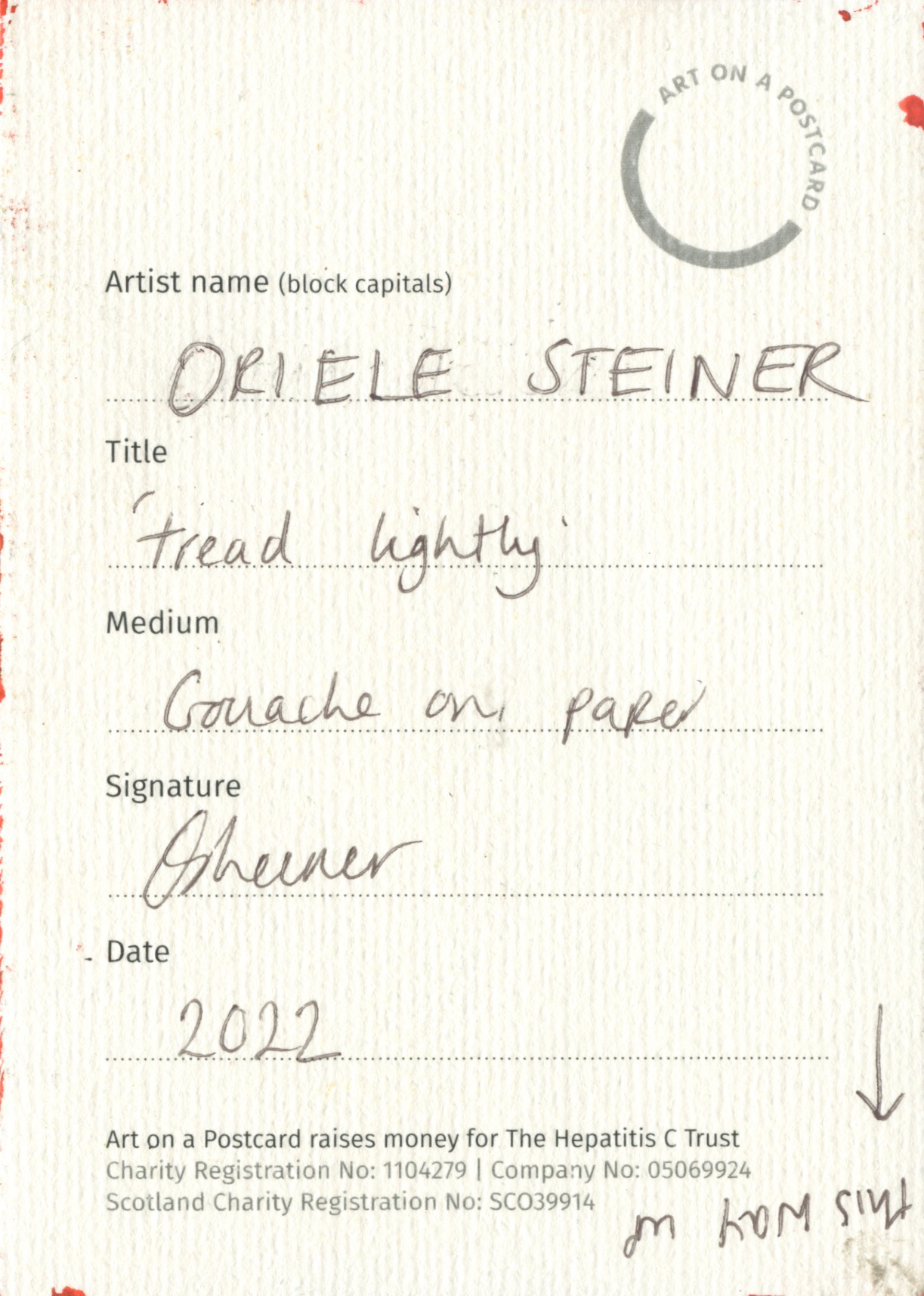 2. Oriele Steiner - Tread Lightly - BACK