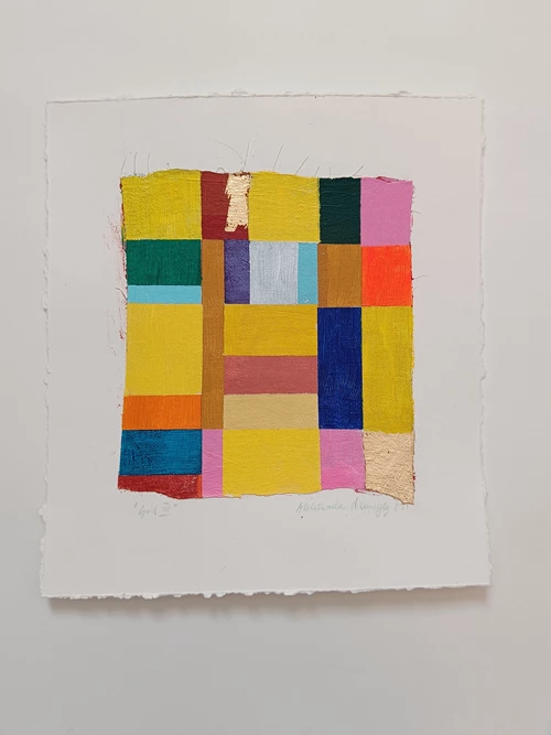 Yellow geometric, 20x20cm, painting on paper