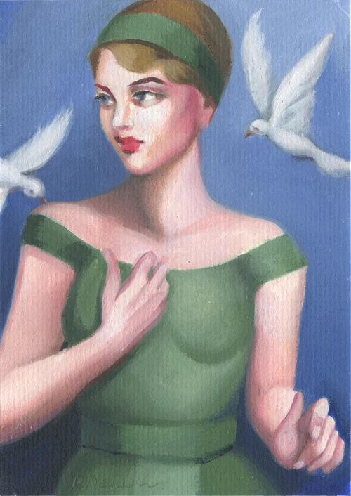 WOMAN WITH DOVES - front