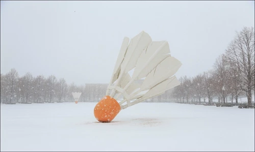 Nick Vendros, Shuttlecock in Snowstorm, 2014